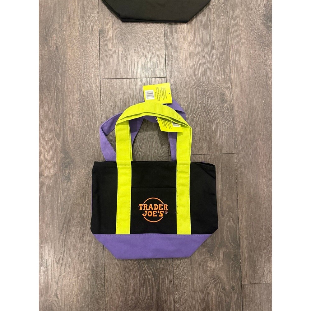 NWT trader joes mini tote canvas bag -Halloween limited black